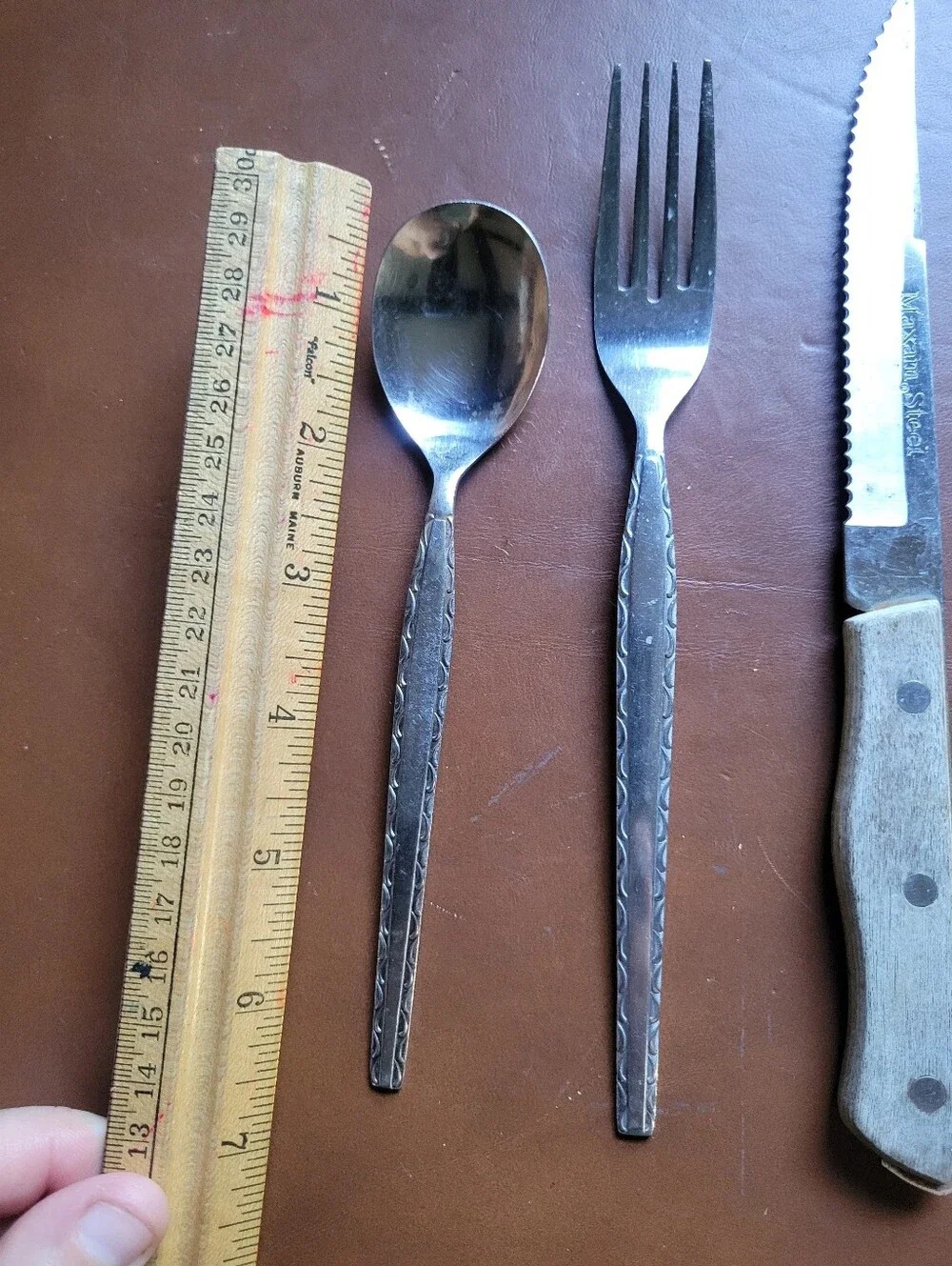Rogers ENSENADA Dinner Fork & Spoon Stainless Steel Flatware + Maxam Steel Knife